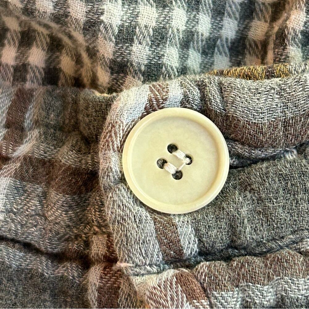 Free People + CP Shades Lourdes Grey, Orange, and Brown Plaid Button Up Pants M - Picture 9 of 12